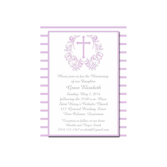 CROSS WITH FILIGREE WREATH CUSTOM INVITATION