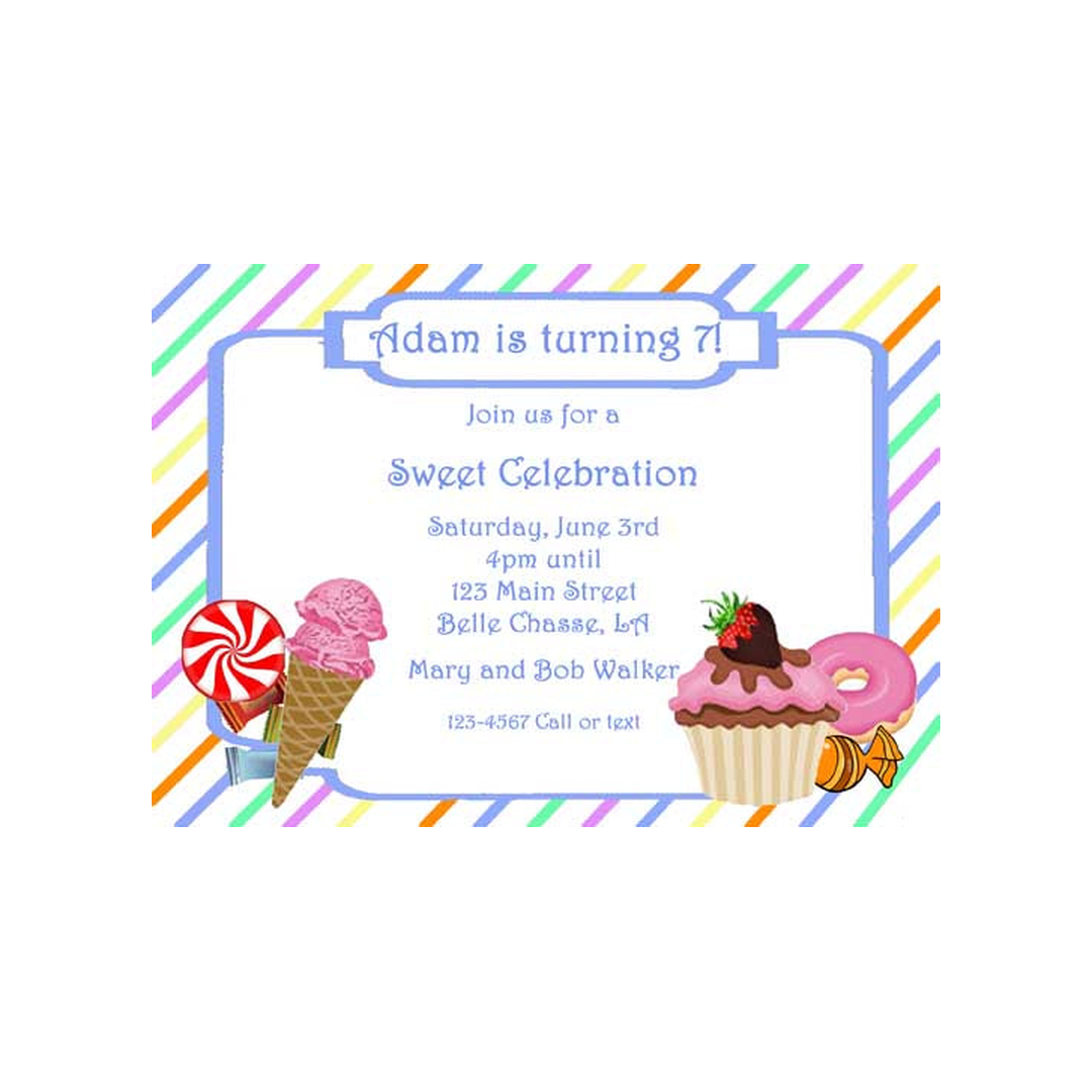 CUPCAKE AND SWEETS CUSTOM INVITATION