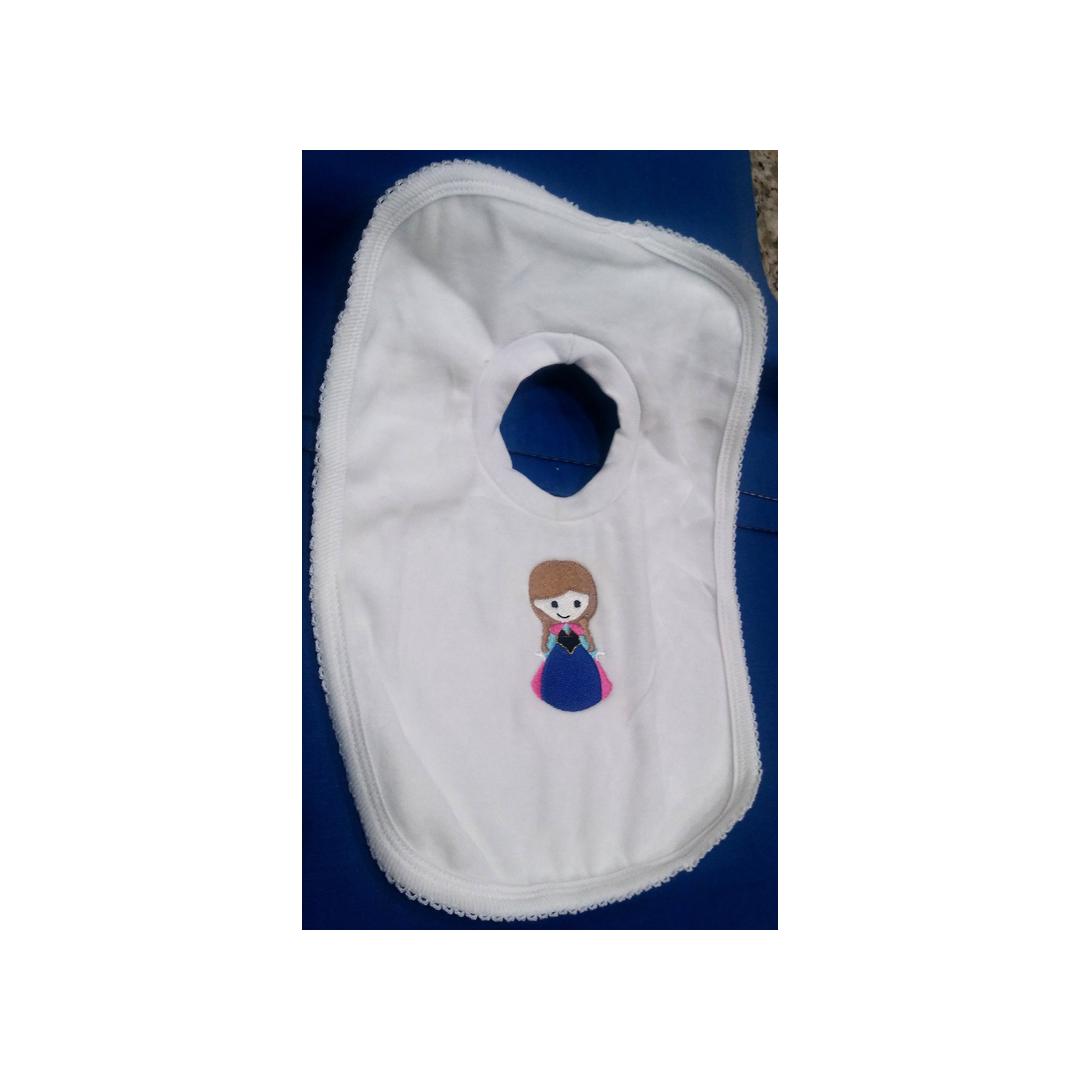 CUTE LITTLE BRUNETTE PULL OVER BIB