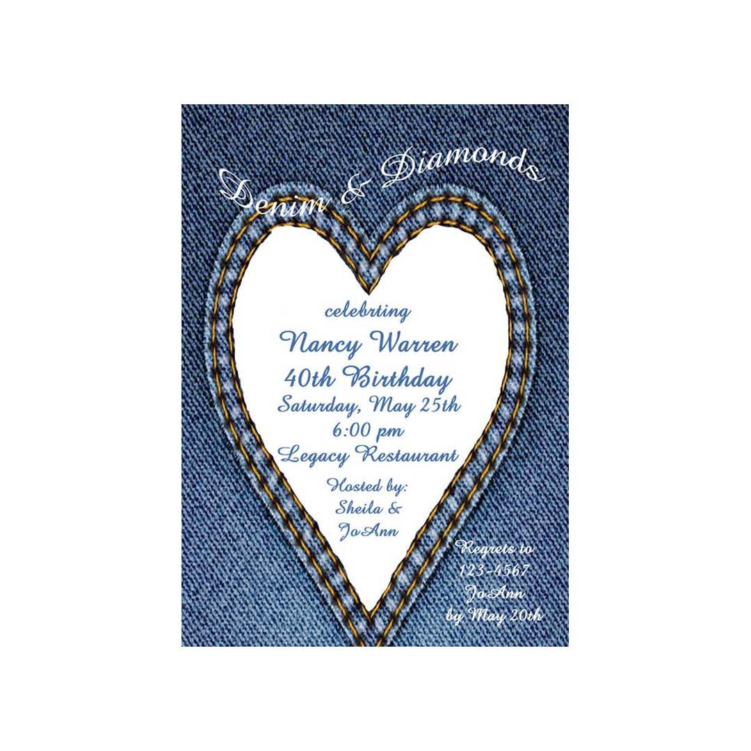 DENIM HEART POCKET CUSTOM INVITATION
