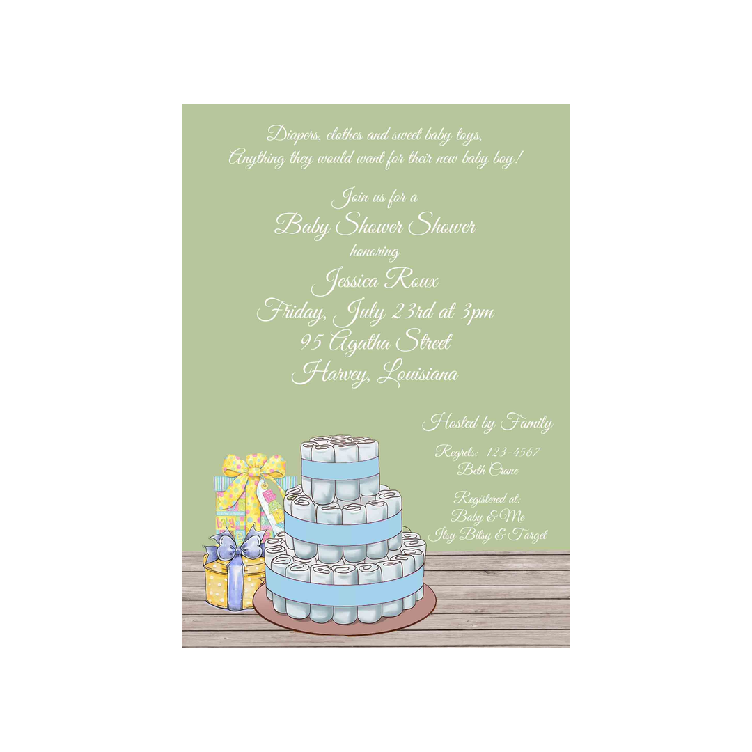 DIAPER CAKE CUSTOM INVITATION