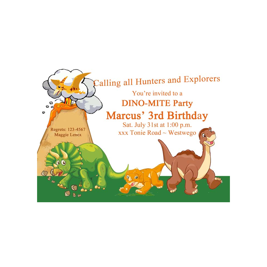 DINOSAURS AND VOLCANO CUSTOM INVITATION