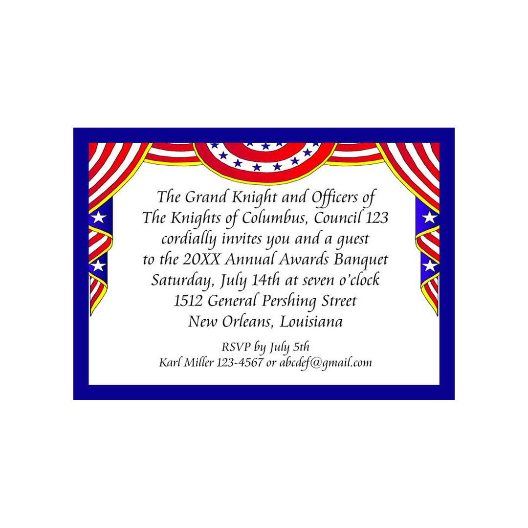 DRAPING AMERICAN FLAGS 1 CUSTOM INVITATION