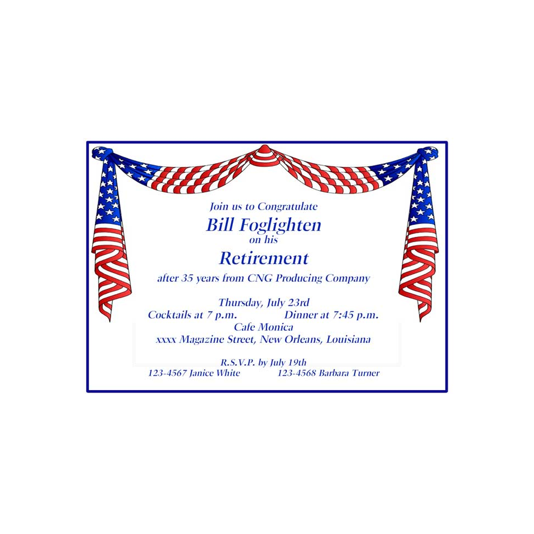 DRAPING AMERICAN FLAGS 2 CUSTOM INVITATION