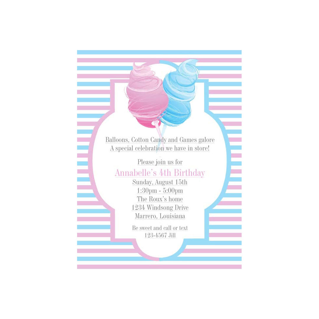 DUAL COTTON CANDY CUSTOM INVITATION