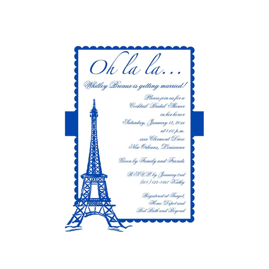 EIFFEL TOWER AND SCALLOPS CUSTOM INVITATION
