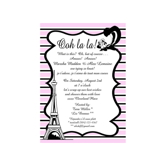 EIFFEL TOWER AND STRIPES CUSTOM INVITATION