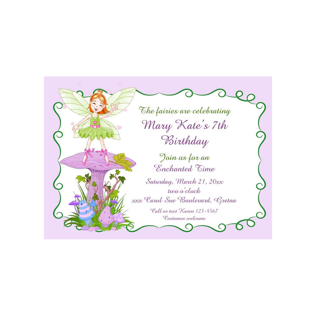 FAIRY ON A MUSHROOM CUSTOM INVITATION