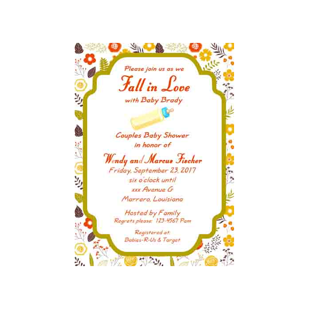 FALL FLORAL BOTTLE CUSTOM INVITATION