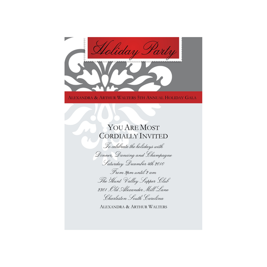 FESTIVE FLOURISH RED - BLANK STOCK INVITATION