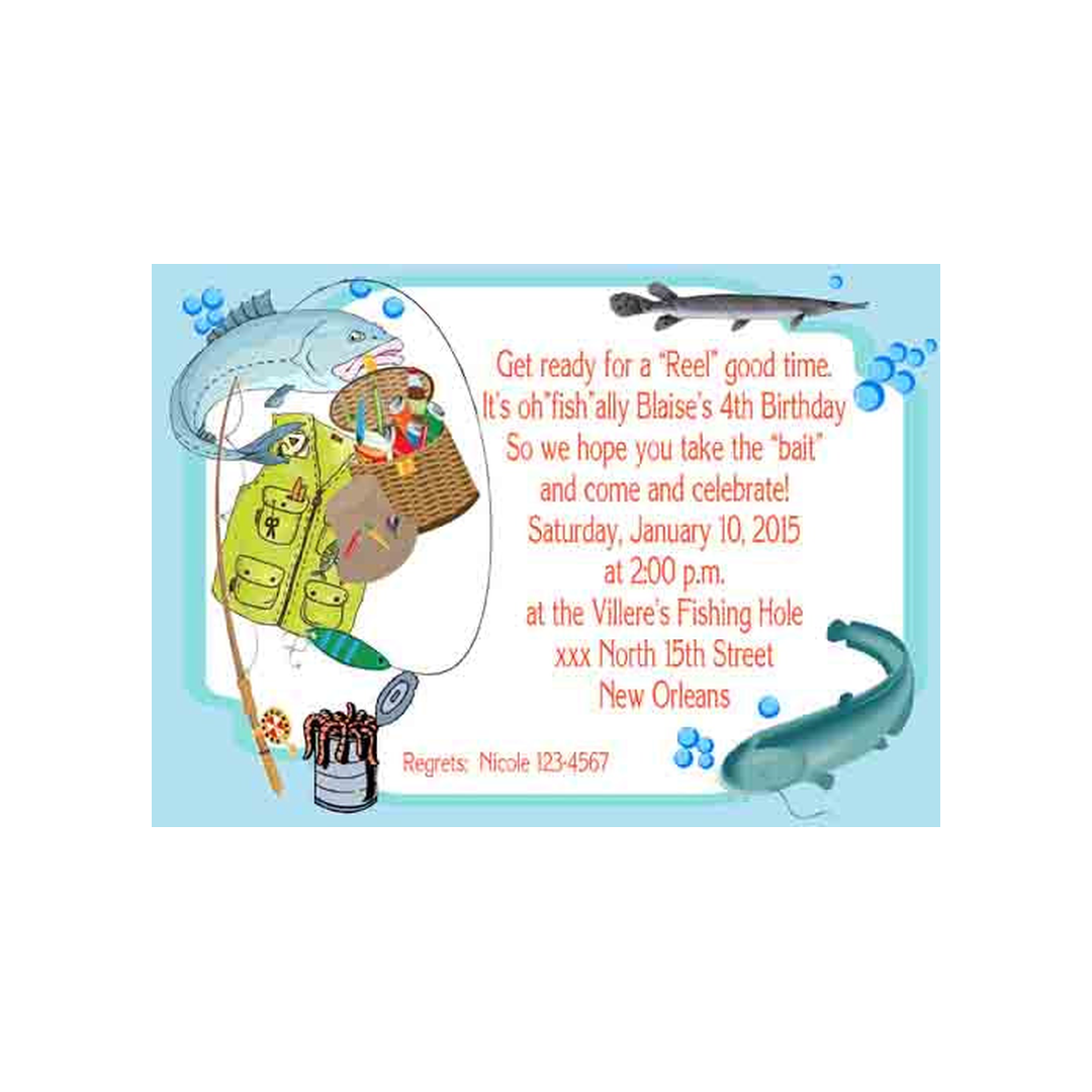 FISHING GEAR AND FISH CUSTOM INVITATION