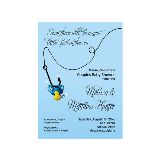 FISHING HOOK AND PACIFIER CUSTOM INVITATION