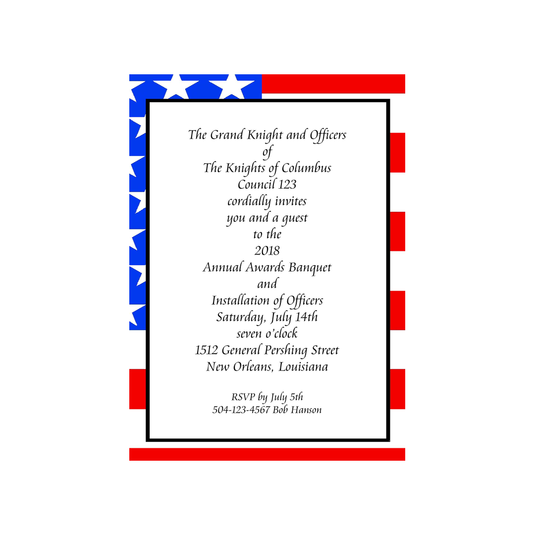 FLAG BACKGROUND CUSTOM INVITATION