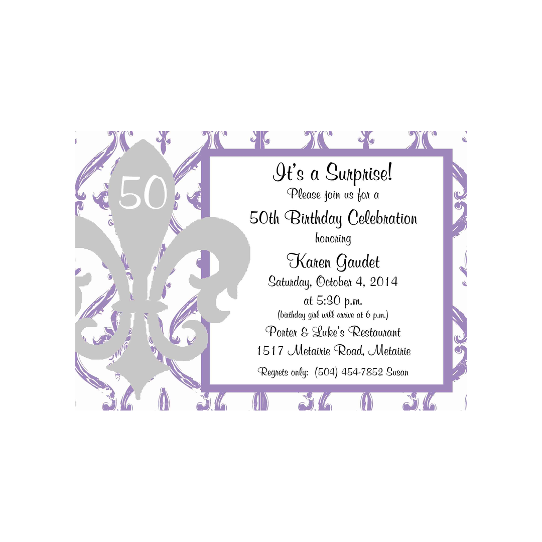 FLEUR DE LIS SILHOUETTE CUSTOM INVITATION