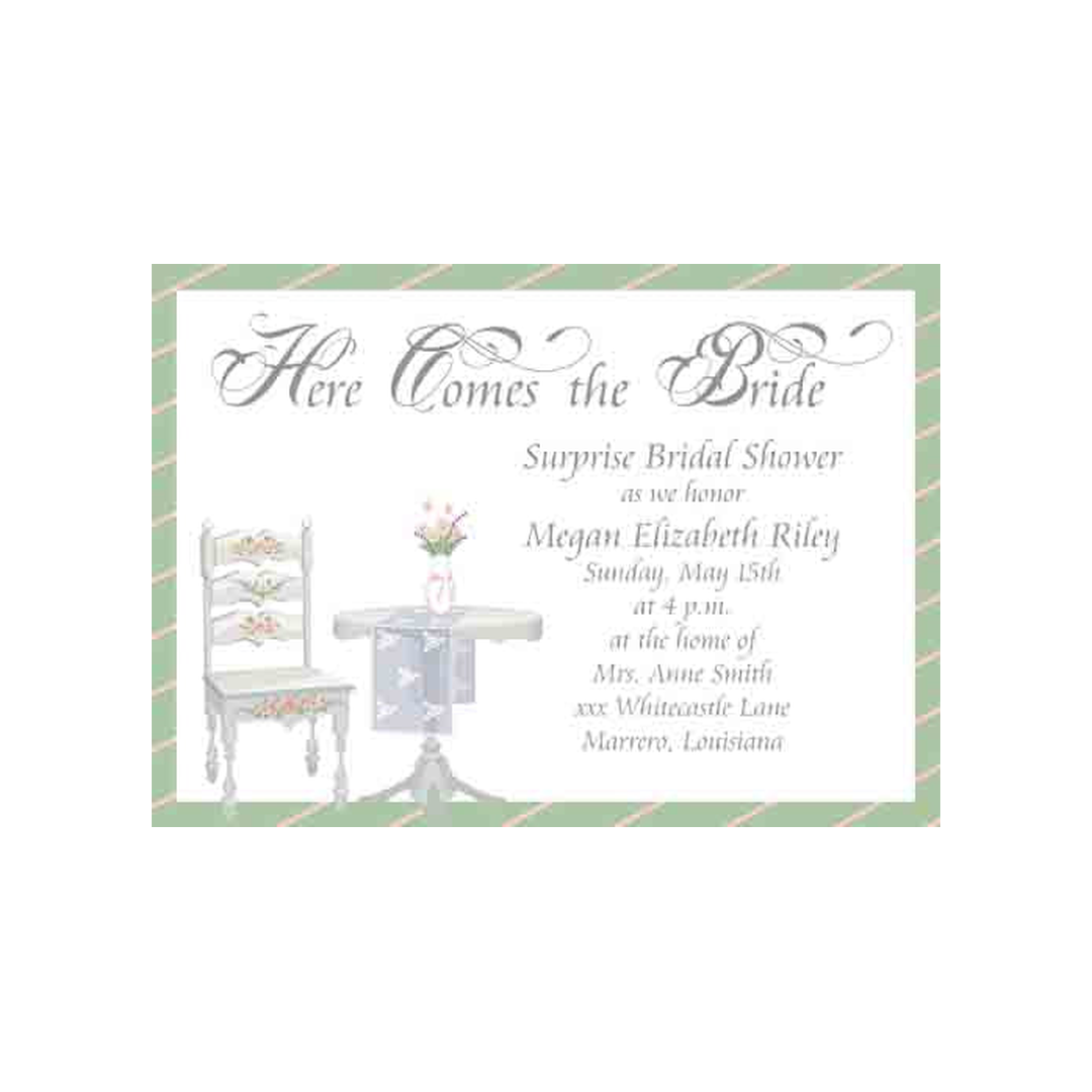 FLORAL CHAIR AND TABLE CUSTOM INVITATION