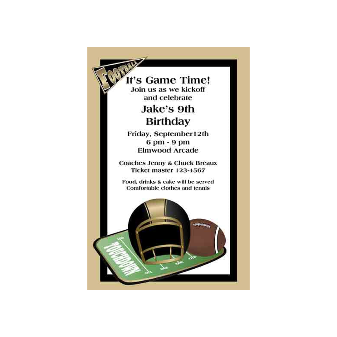 FOOTBALL AND HELMET CUSTOM INVITATION