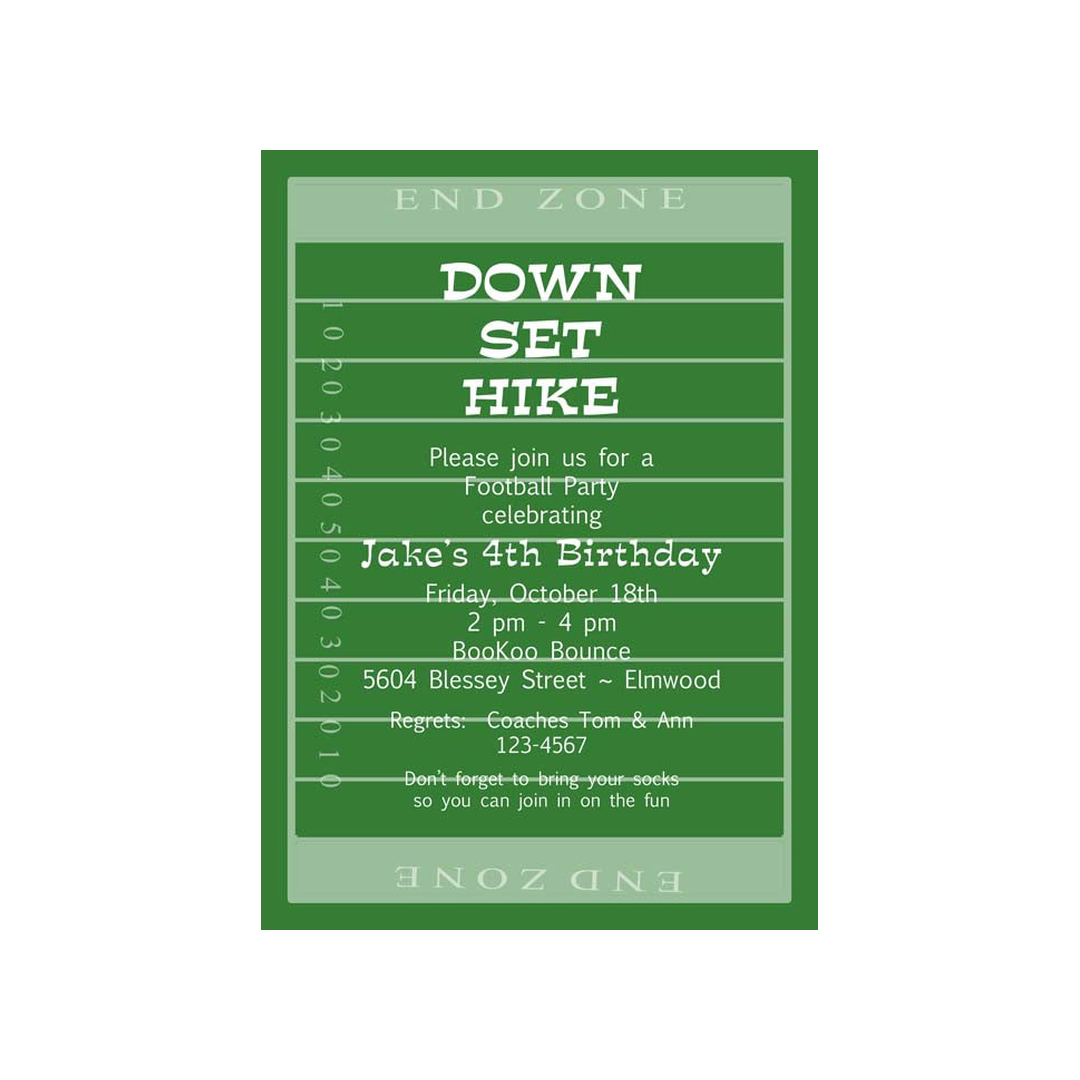 FOOTBALL FIELD CUSTOM INVITATION