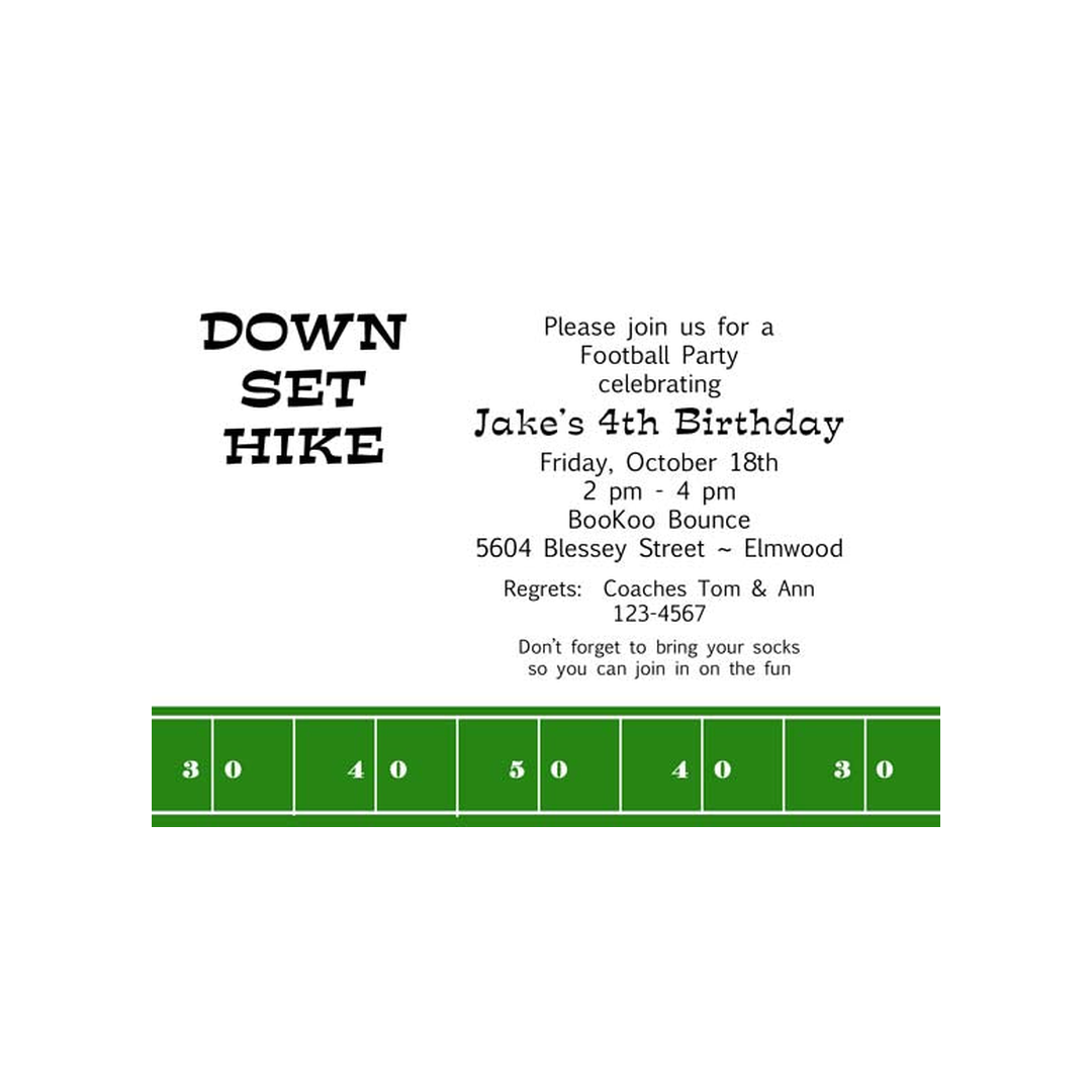FOOTBALL SIDELINE CUSTOM INVITATION