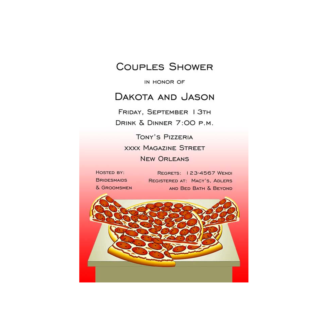 FULL PIZZA ON TABLE CUSTOM INVITATION
