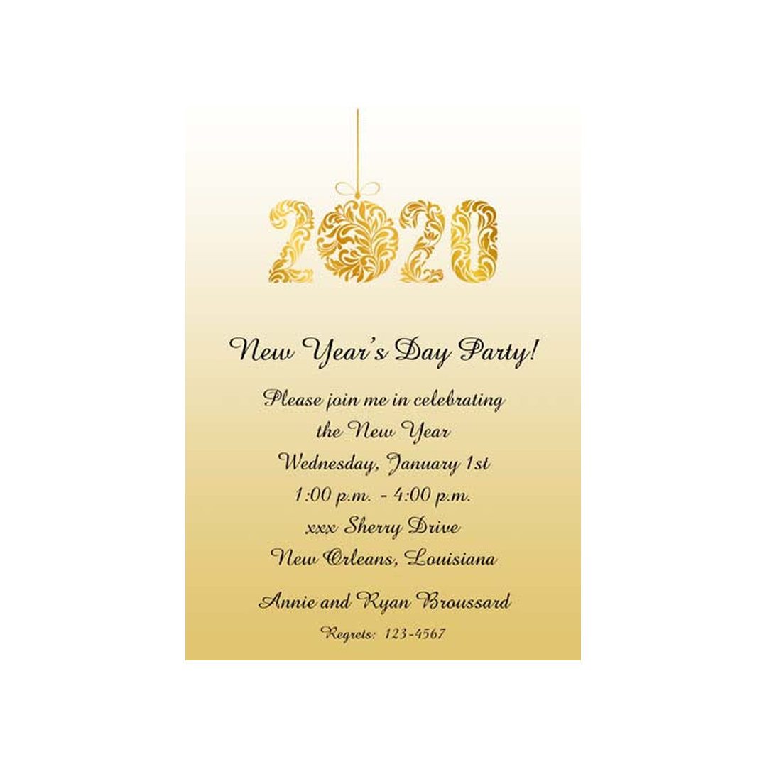 GOLD FLOURISH YEAR CUSTOM INVITATION