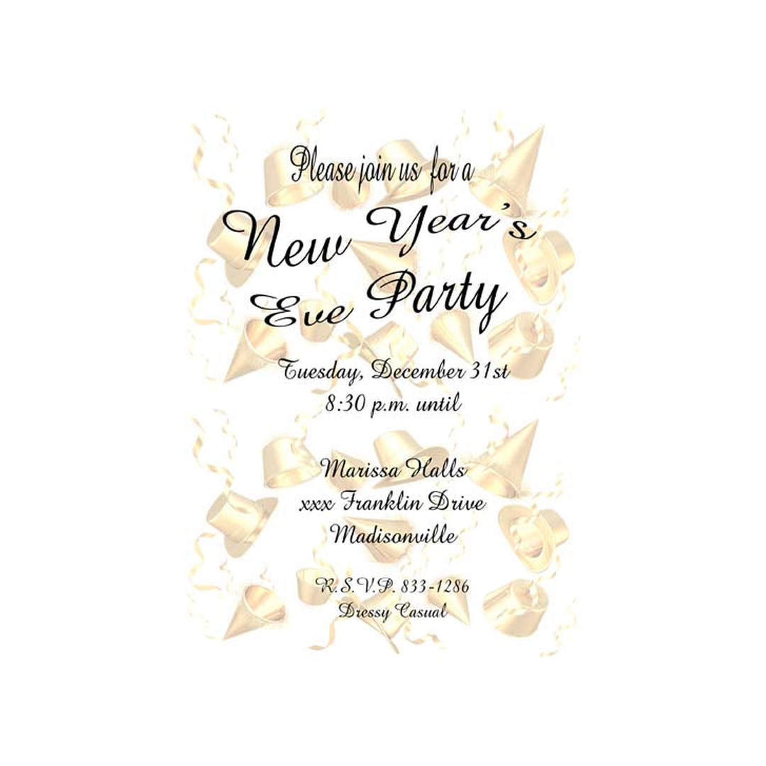 GOLD PARTY HATS CUSTOM INVITATION