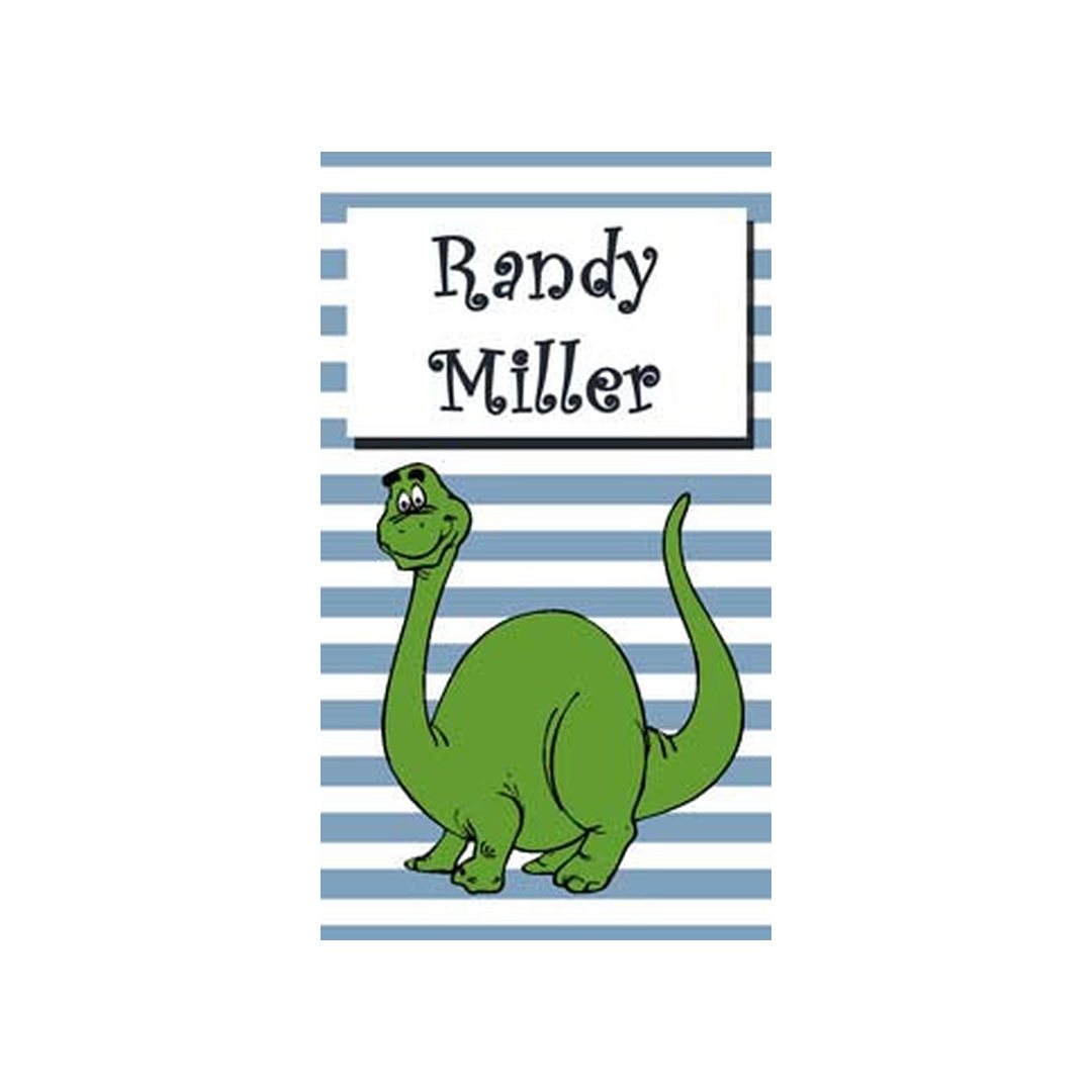 GREEN DINO AND STRIPES PERSONALIZED GIFT OR CALLING CARDS