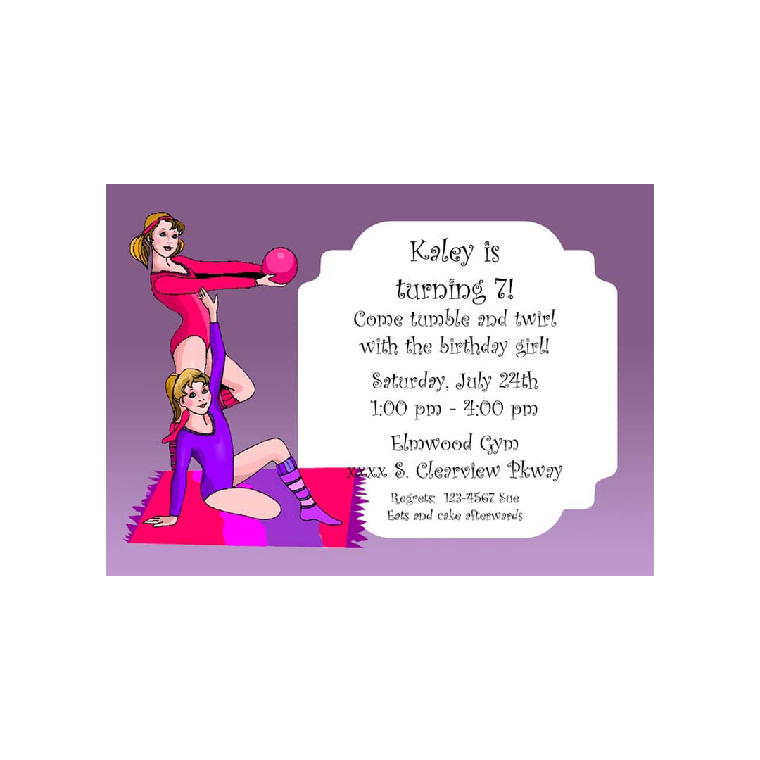 GYMNASTIC GIRLS ON FLOOR CUSTOM INVITATION