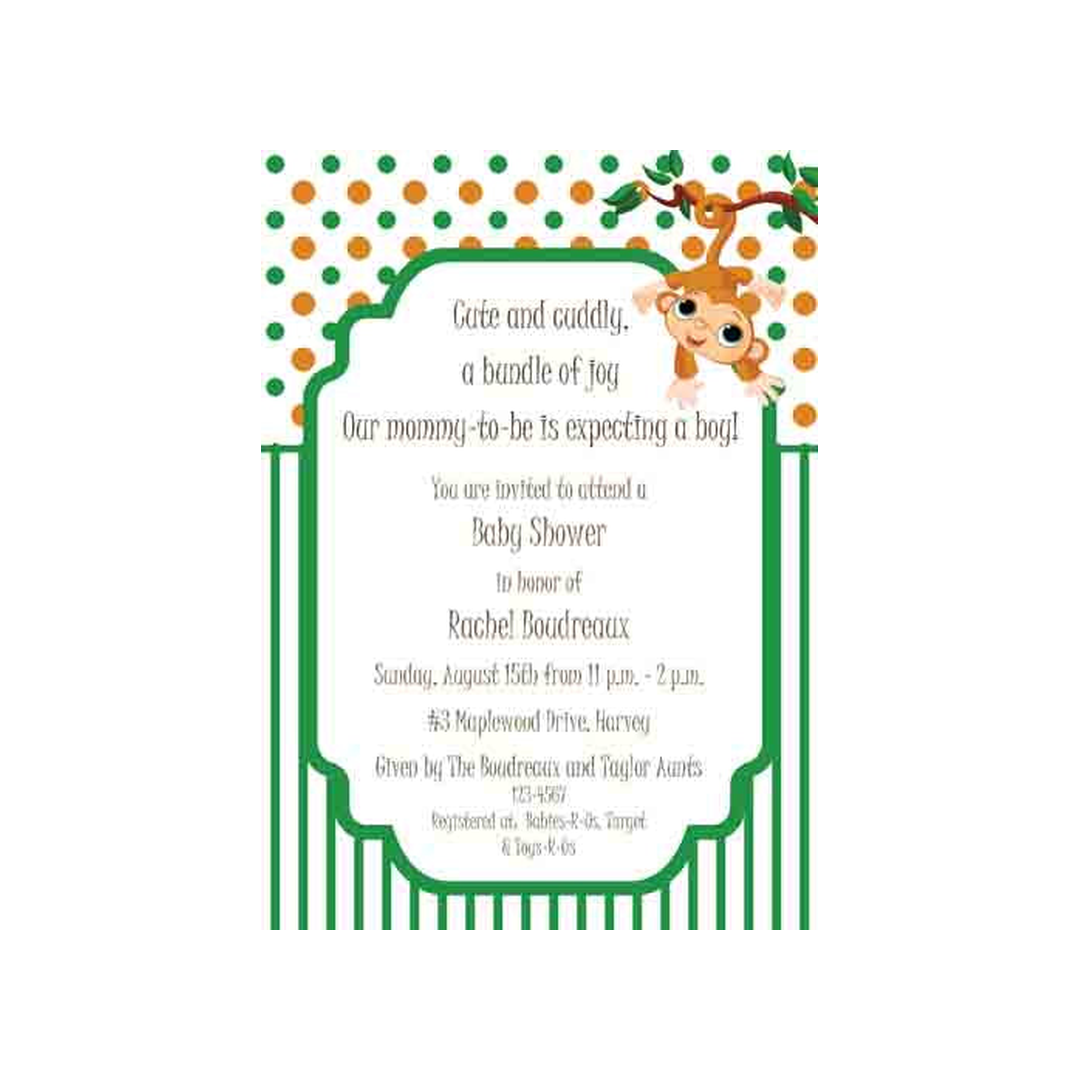 HANGING MONKEY CUSTOM INVITATION
