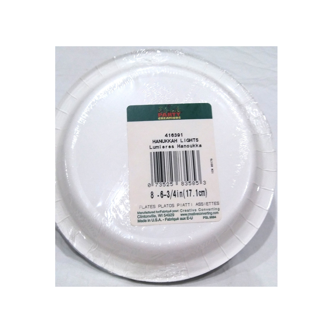 HANUKKAH LIGHTS 6 3/4 INCH PAPER PLATES
