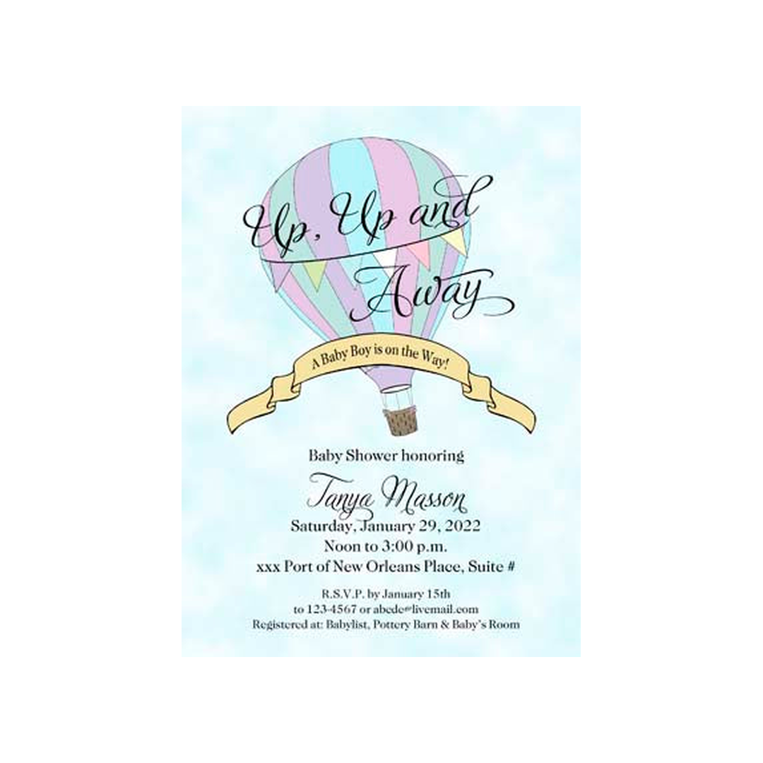HOT AIR BALLOON RIDE CUSTOM INVITATION
