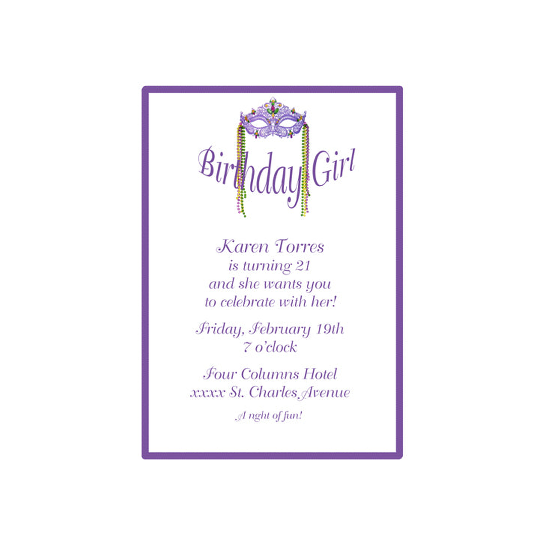 INTRICATE MARDI GRAS MASK CUSTOM INVITATION
