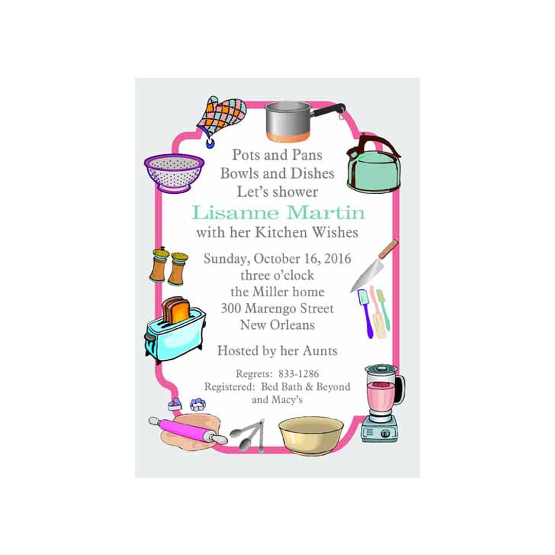 KITCHEN DISHES AND APPLIANCES CUSTOM INVITATION