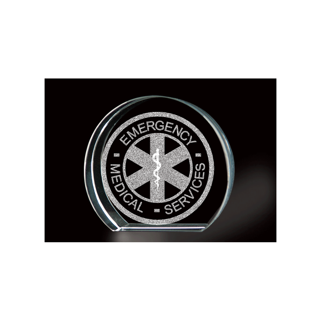 LASER ETCHED CRYSTAL EMS KEEPSAKE