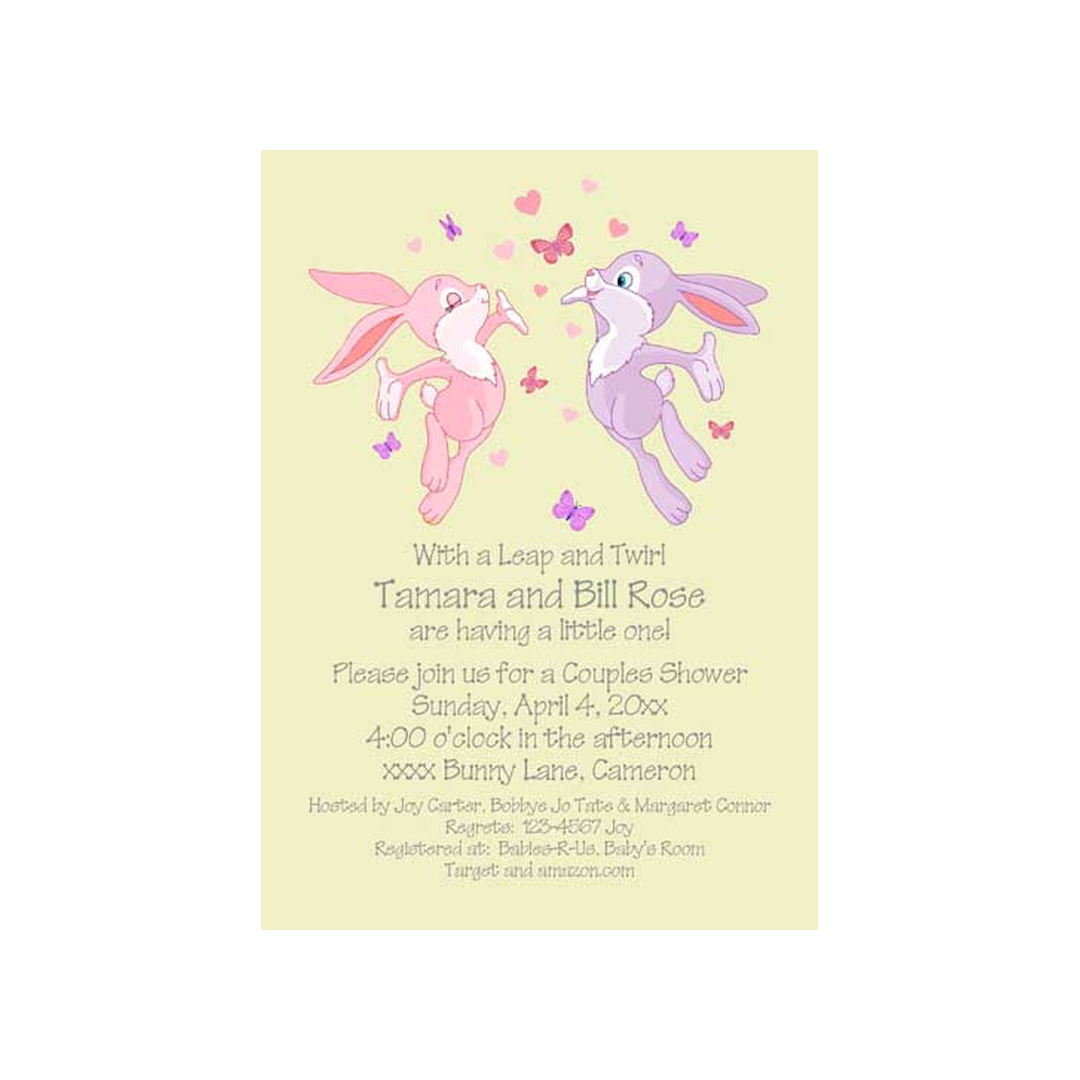LEAPING BUNNIES CUSTOM INVITATION