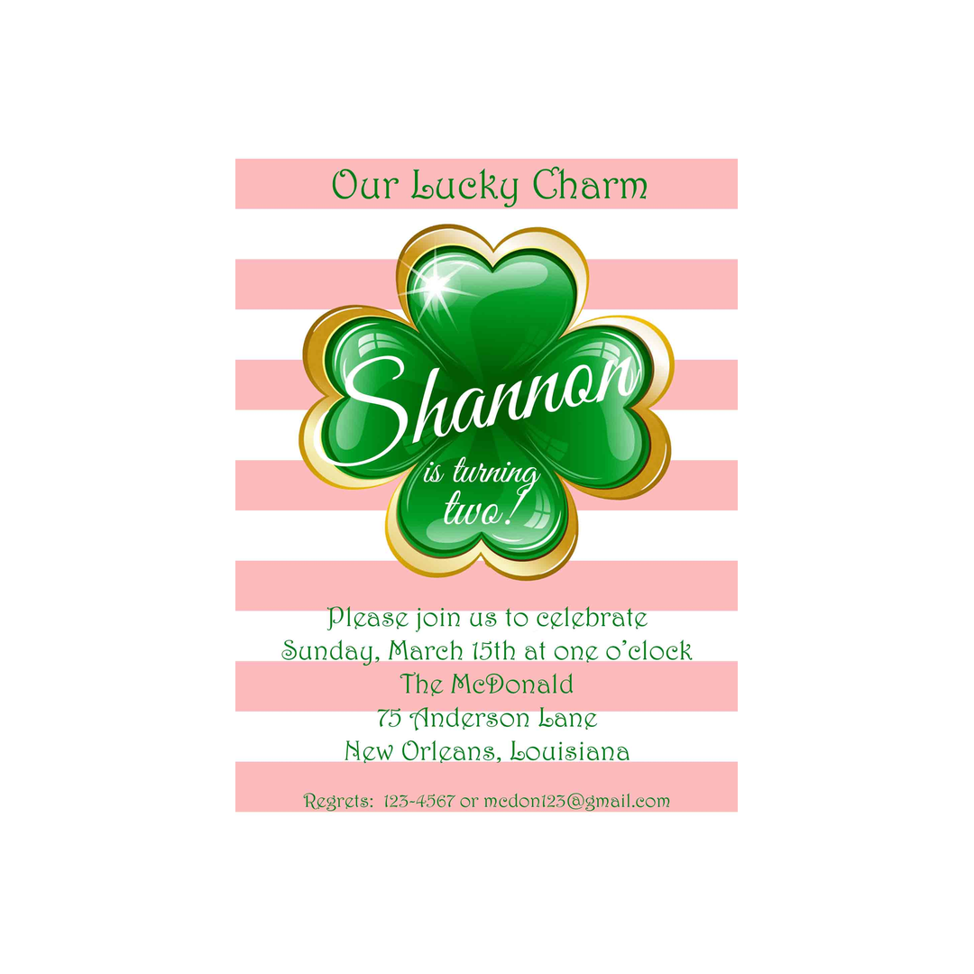 LUCKY CHARM CLOVER CUSTOM INVITATION