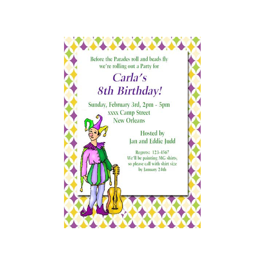 MARDI GRAS JESTER CUSTOM INVITATION