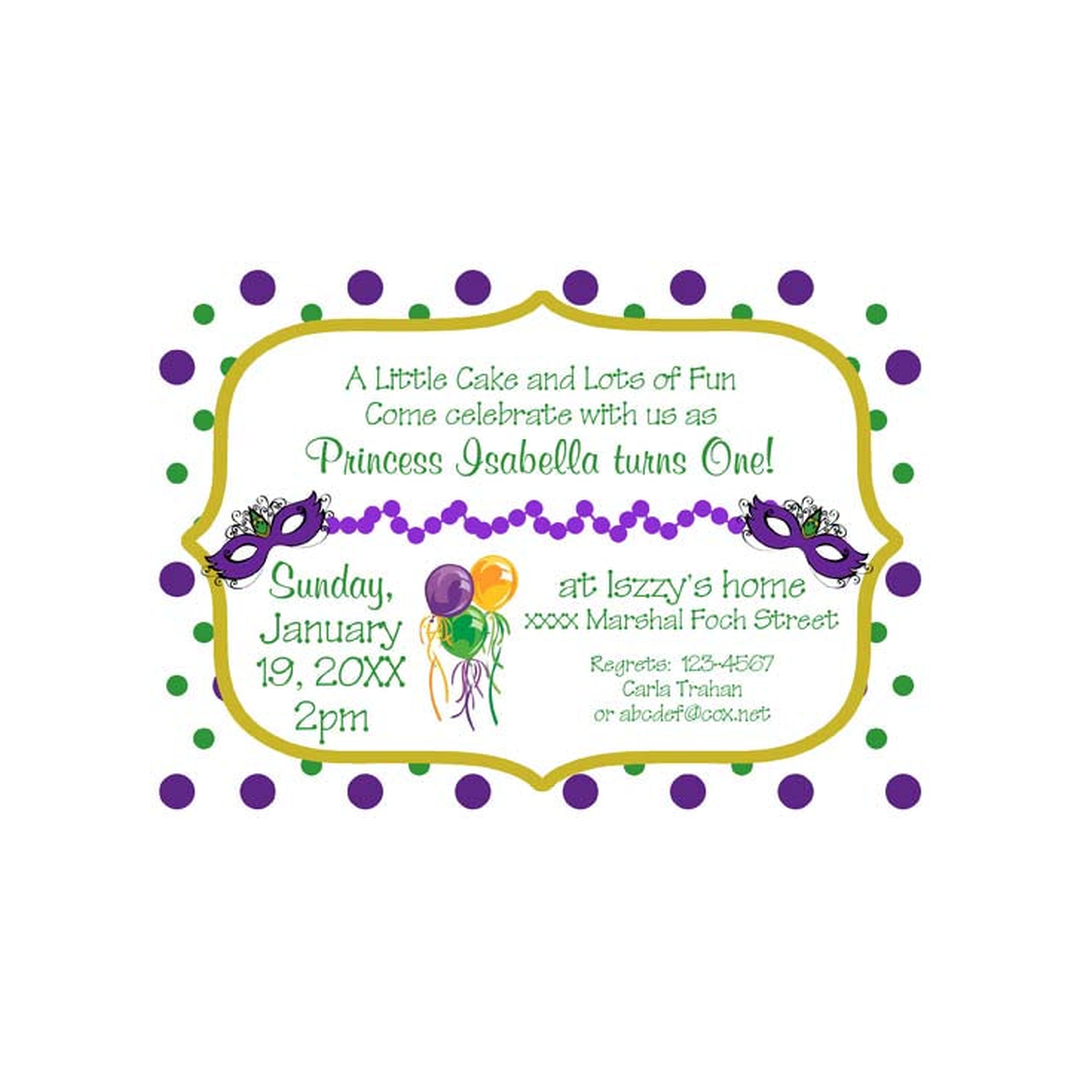 MARDI GRAS MASK WITH DOTS CUSTOM INVITATION