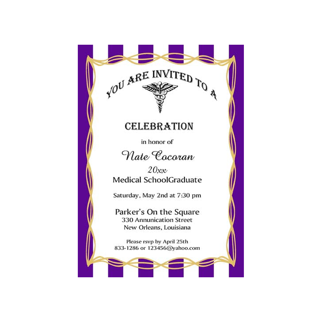 MEDICAL CADUCEUS GRADUATION CUSTOM INVITATION