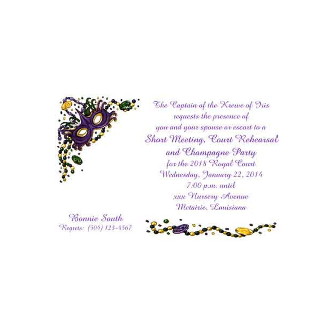 MG MASK, BEADS & DOUBLOONS CUSTOM INVITATION