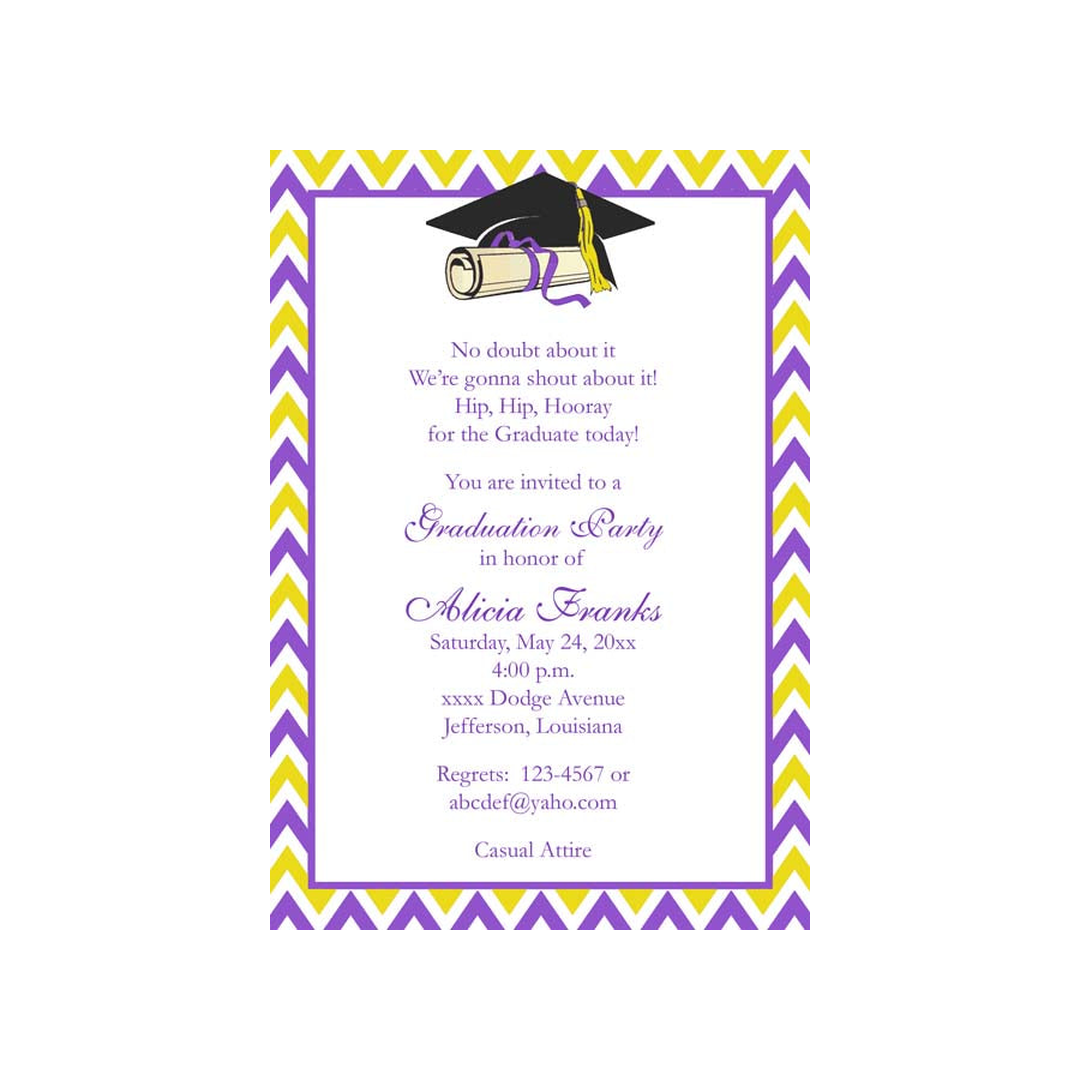 MODERN CHEVRON WITH GRADUATION CAP AND DIPLOMA CUSTOM INVITATION