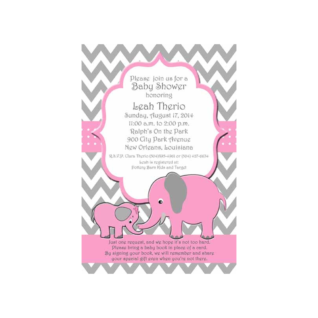 MOTHER AND BABY ELEPHANT CUSTOM INVITATION
