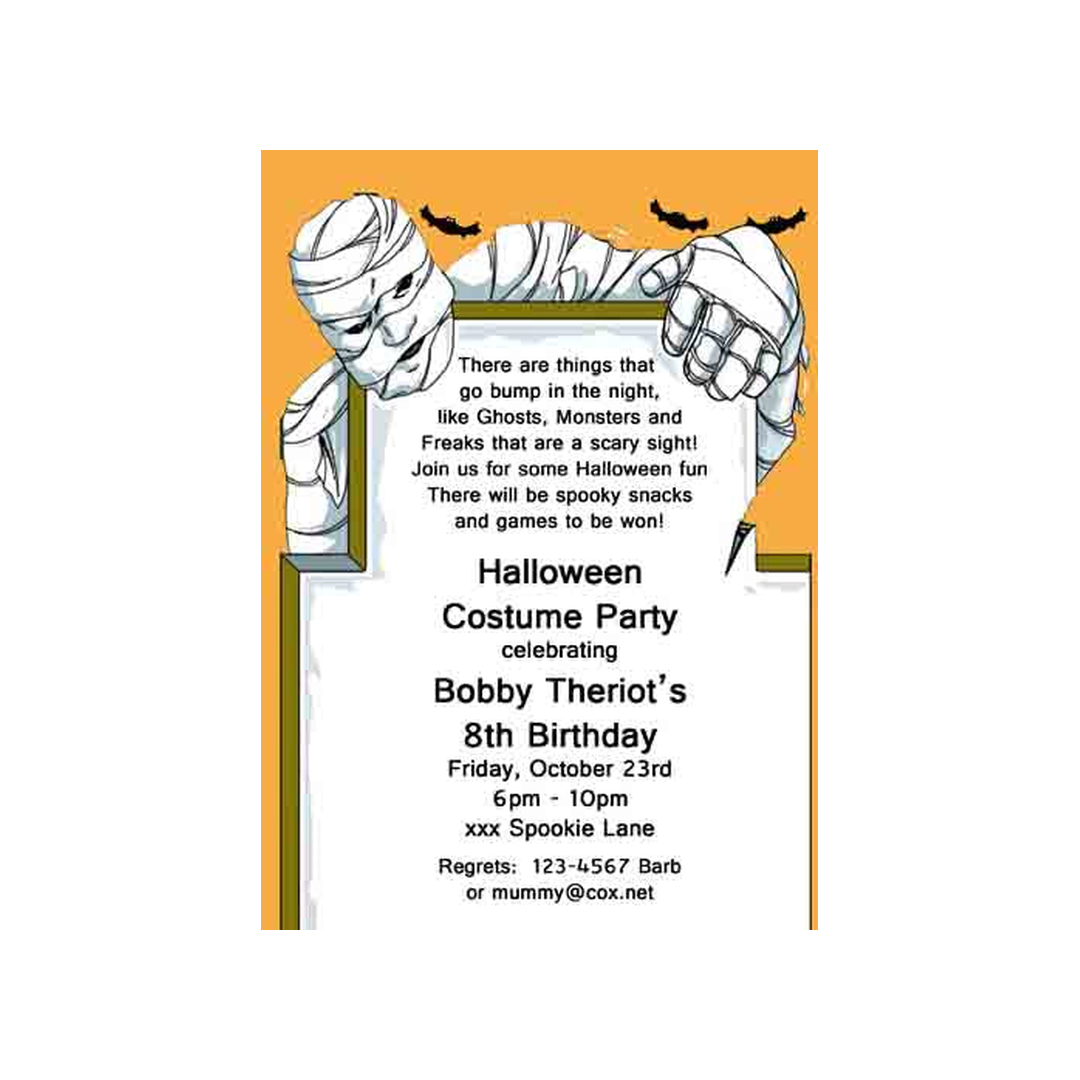 MUMMY AND HEADSTONE CUSTOM INVITATION