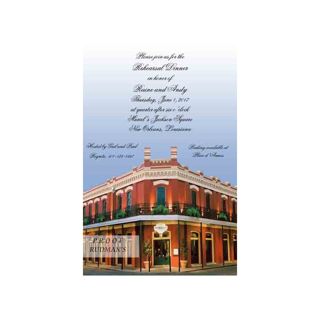 MURIEL'S RESTAURANT CUSTOM INVITATION