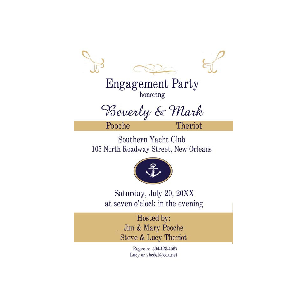 NAUTICAL ANCHOR AND BANDS CUSTOM INVITATION