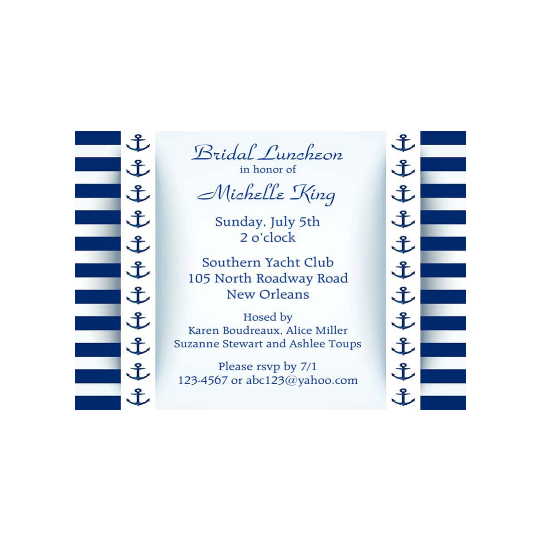 NAUTICAL ANCHOR AND ROPE CUSTOM INVITATION