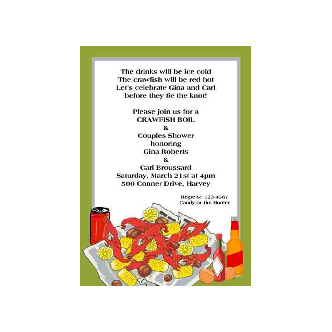NEWSPAPER CRAWFISH CUSTOM INVITATION