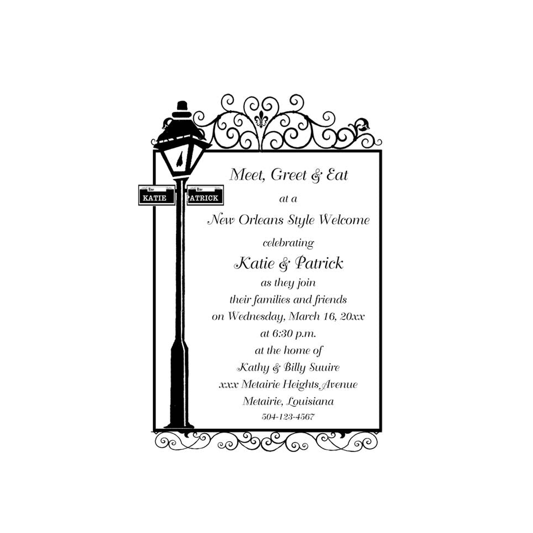 NEW ORLEANS LAMPPOST BACKGROUND CUSTOM INVITATION
