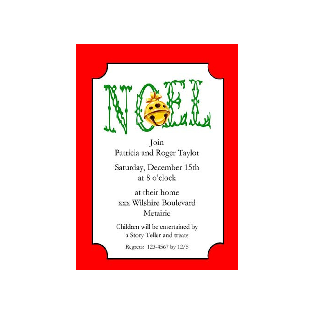 NOEL AND JINGLE BELL CUSTOM INVITATION