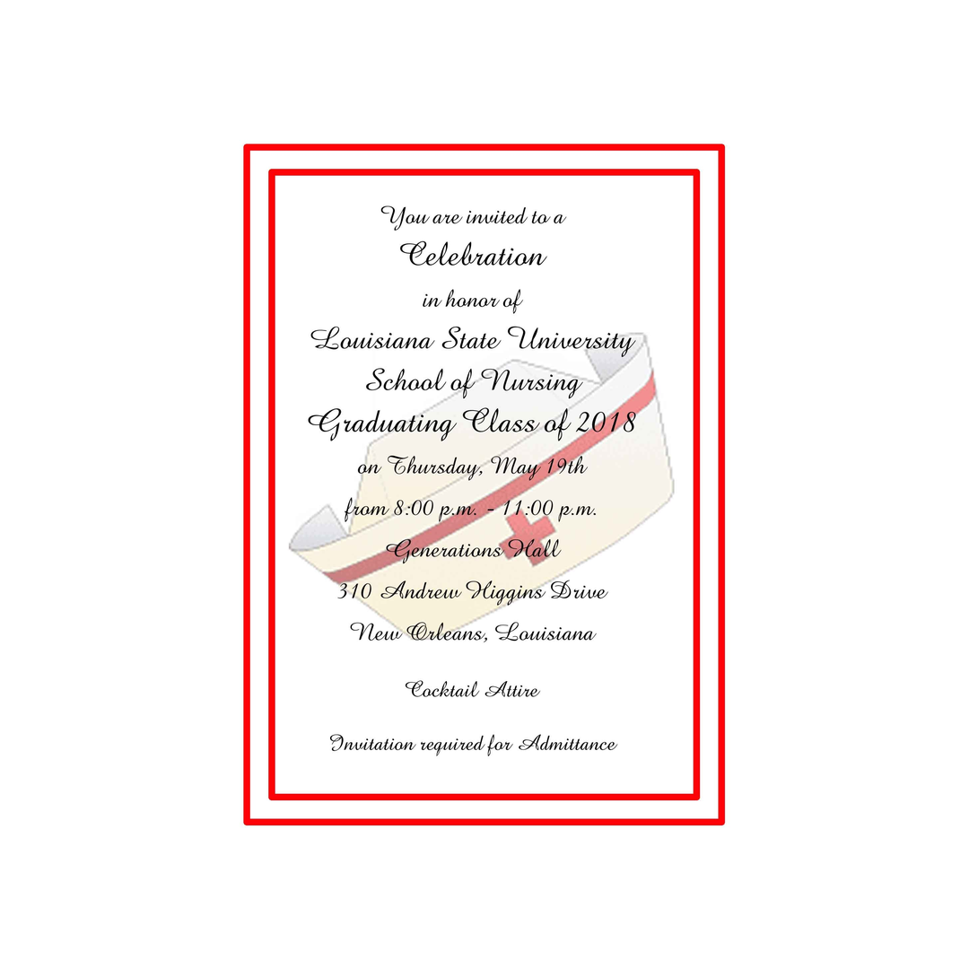 NURSE'S CAP 2 GRADUATION CUSTOM INVITATION