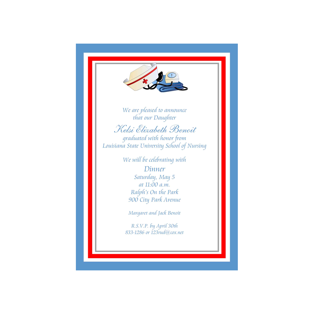 NURSE'S CAP GRADUATION CUSTOM INVITATION